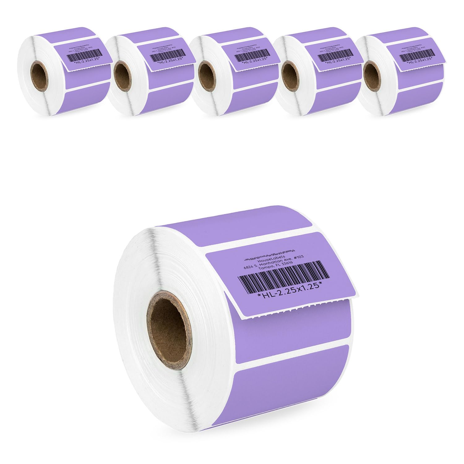 HOUSELABELS 2.25" x 1.25" Lavender Address Labels on 1" Core Compatible with Zebra and Rollo Printers, 6 Rolls / 1,000 Labels per Roll