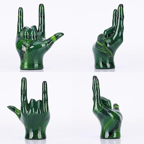 Miniatura 7 de DOVDOV Estatua de gesto I Love You, acentos de decoración del hogar con gesto verde, decoración de escultura de mano de arte moderno, oficina, boda,