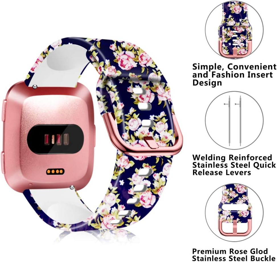ZEROFIRE Bands Compatible with Fitbit Versa Pattern Replacement Wristband for Women Men, Soft Silicone Fadeless Printed Strap for Fitbit Versa Fitbit Versa 2 and Fitbit Versa Lite Edition