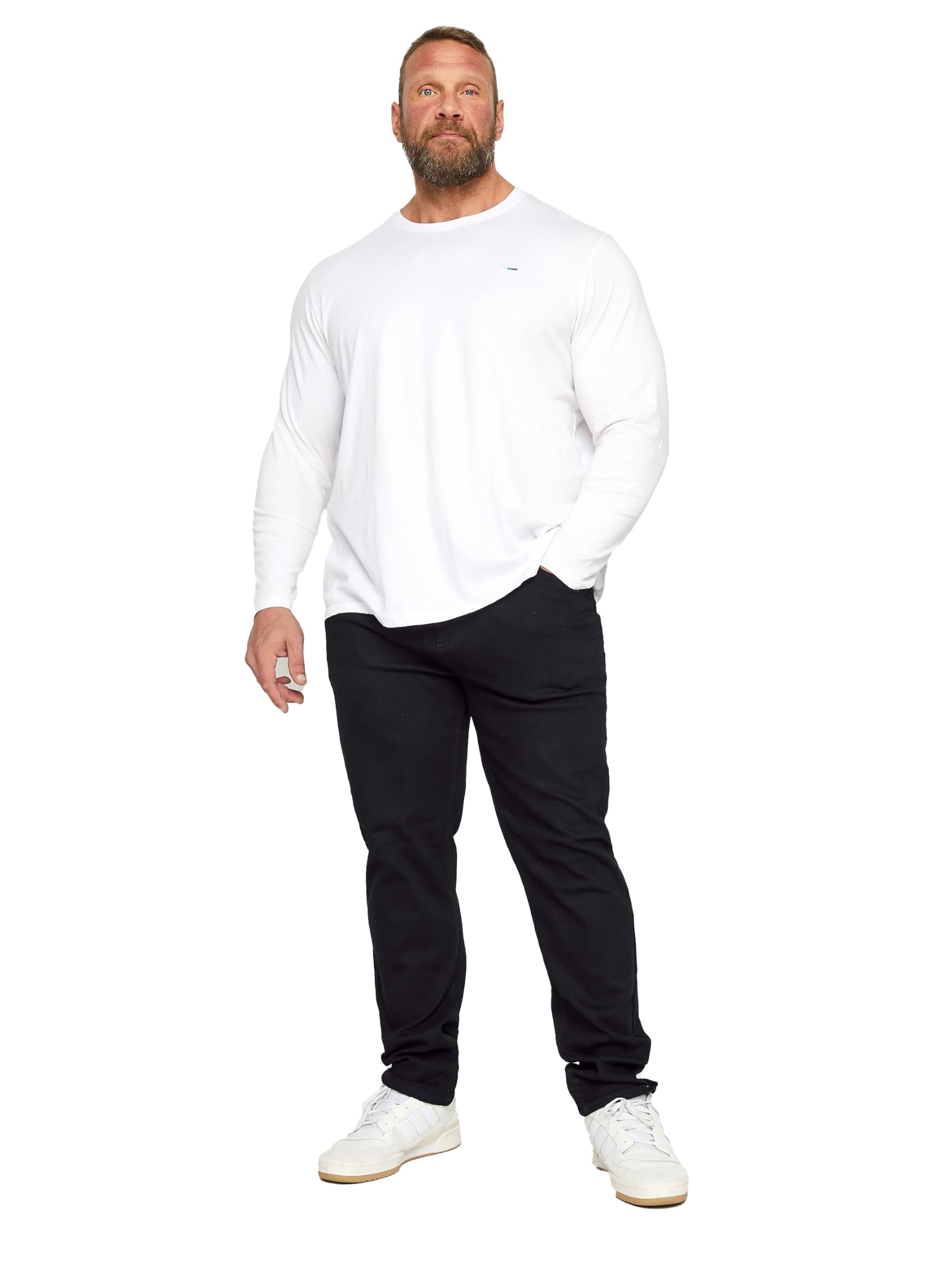 Badrhino Men's Black Big & Tall Straight Leg Stretch Jeans - Plus Size Curve