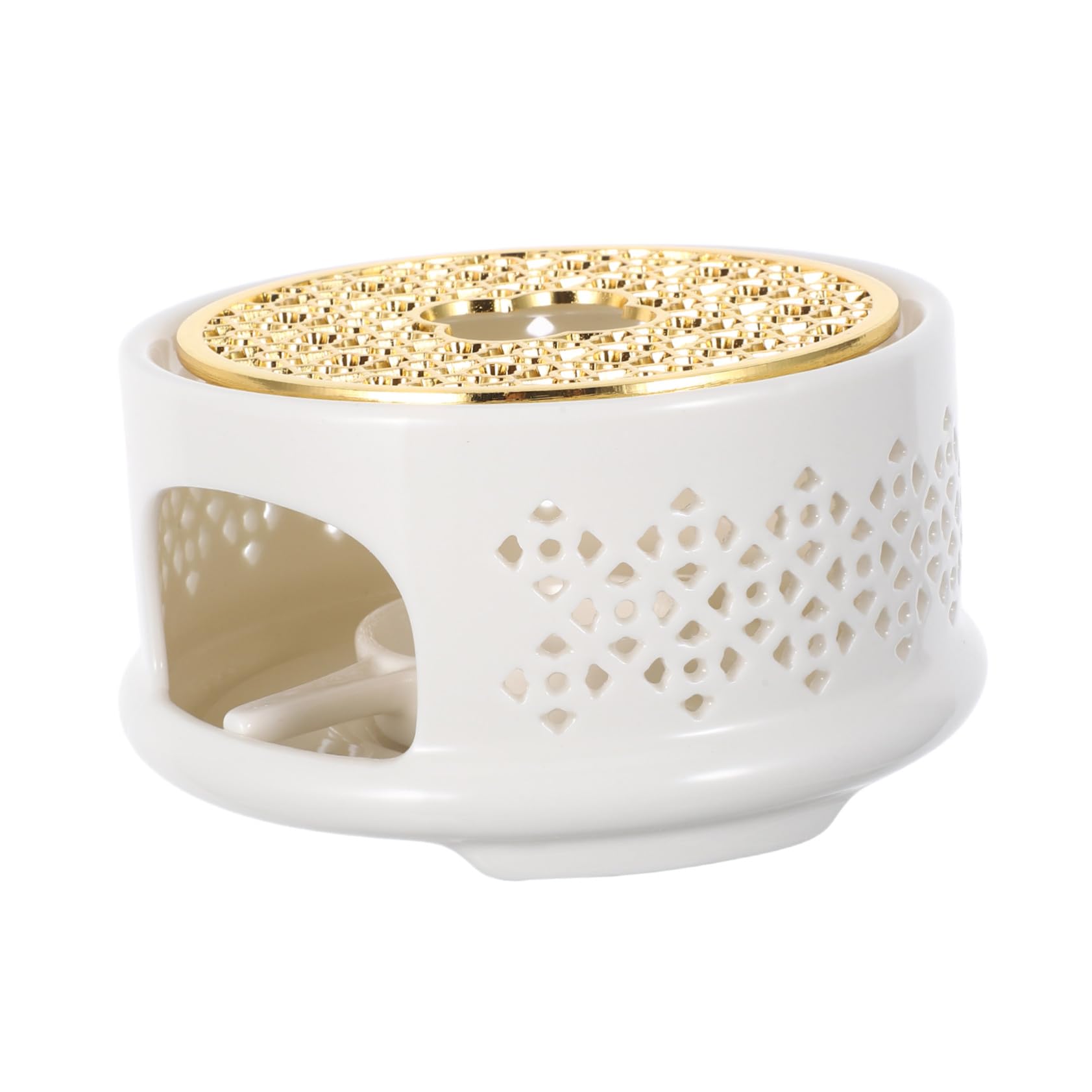 ERINGOGO Calentador de Tetera de Cerámica con Portavelas, Base Elegante para Mantener Caliente el Té en Oficina o Sala de Té