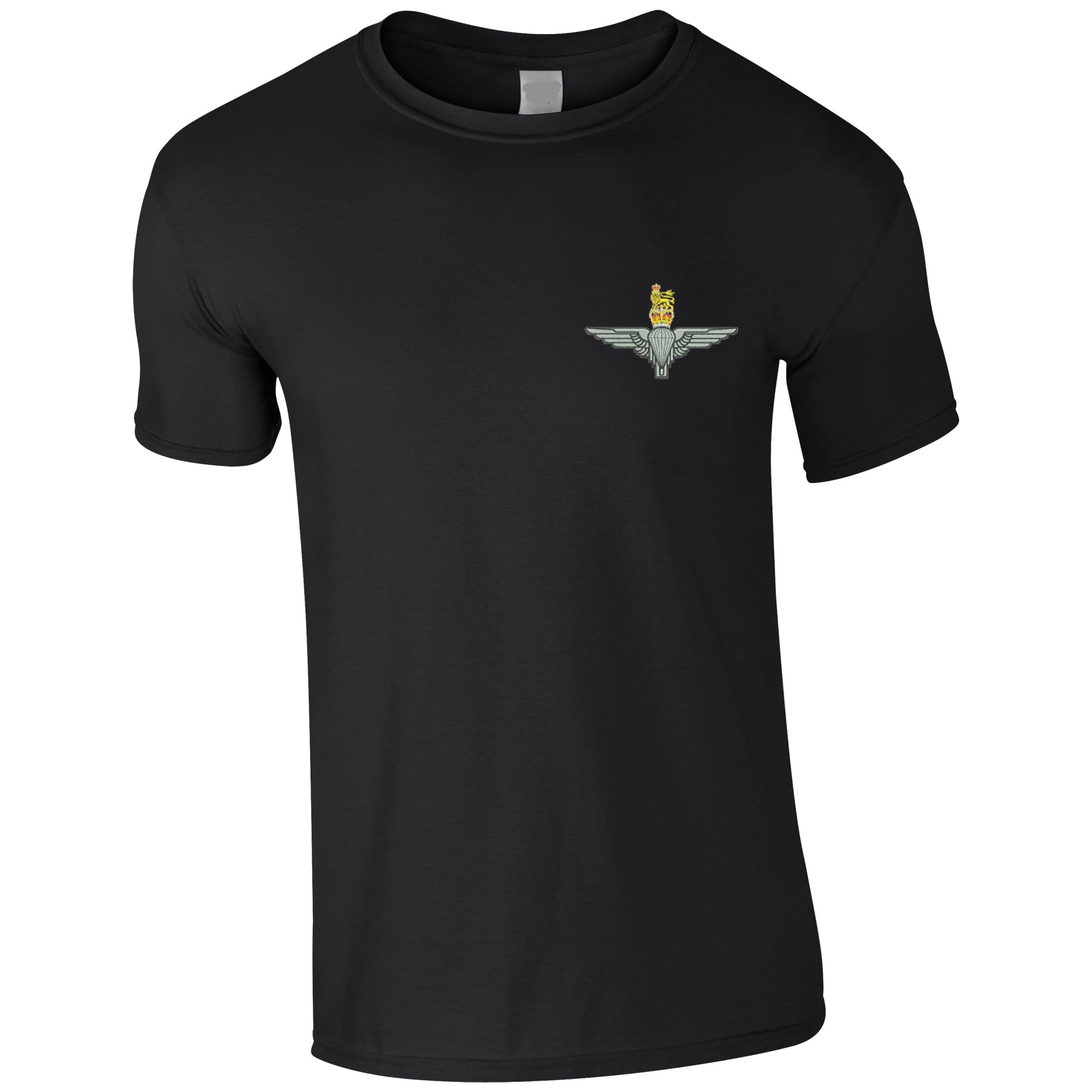 HiViz Kings Embroidered Parachute Regiment Men's Tshirt Paras Paratrooper British Army Insignia MOD Embroidery ** 9 Colours Available ** (UK, Alpha, XL, Regular, Regular, Black)