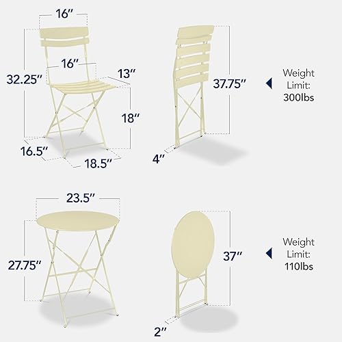 Miniatura 2 de Best Choice Products Juego de 3 piezas de bistró, diseño plegable que ahorra espacio, acero sólido, juego de muebles de patio al aire libre con 2
