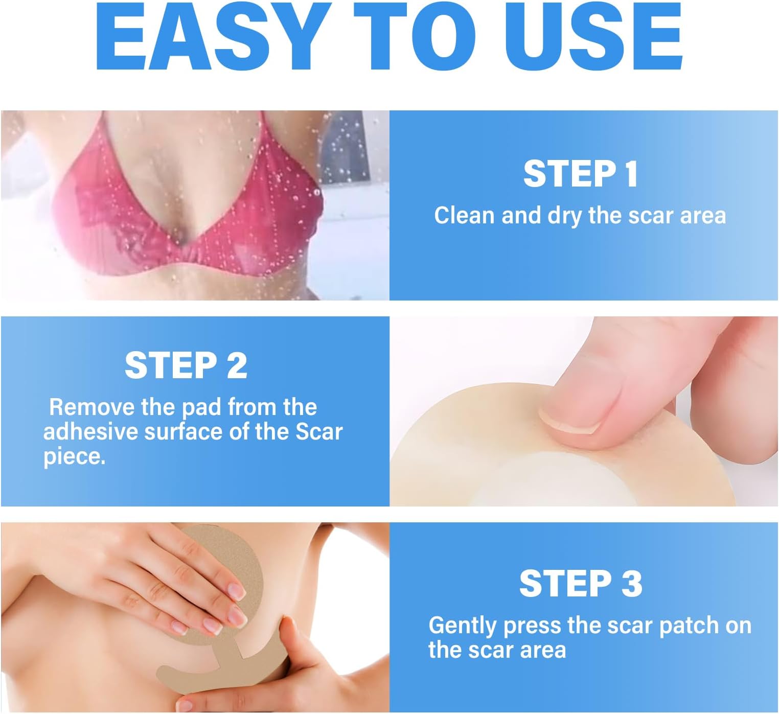 SCOBUTY Silicone Scar Sheets-Silicone Scar Tape for Surgical Scars,Keloid Bump Removal,4 Pair Scar Tape for Stretch Marks Removal- Reusable and Effective Scar Removal Sheets