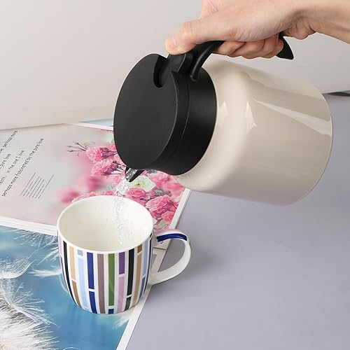 Miniatura 5 de CABAX Jarra térmica pequeña de acero inoxidable, doble pared aislada al vacío, 12 horas de retención de calor y frío para café, té, capacidad de 1
