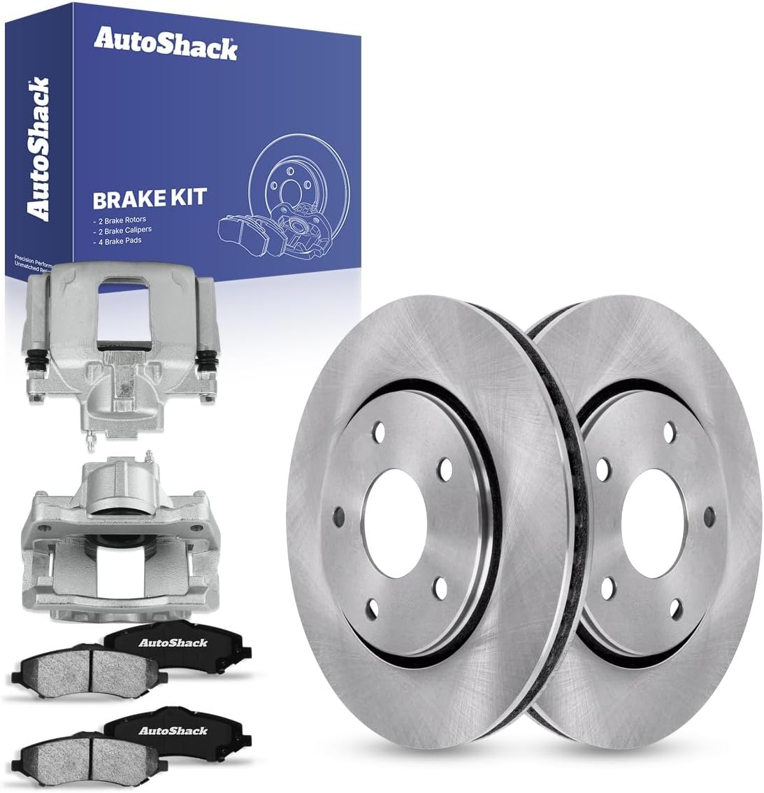 AutoShack Front Brake Rotors, Ceramic Pads & Calipers for Dodge, Chrysler & Ram, Grand Caravan 2008-2016 Town & Country 2008-2016 C/V 2012-2015, FWD V6 3.3L 3.6L 3.8L 4.0L - 11.89" (302 mm), 5-Lug