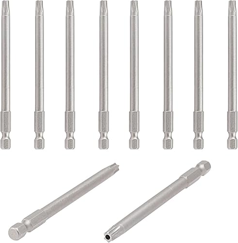 Vista 27 de Aopin T40 con agujero, destornillador de cabeza Torx a prueba de manipulaciones, mango hexagonal de 1/4 de pulgada, acero S2 magnético, 3.94