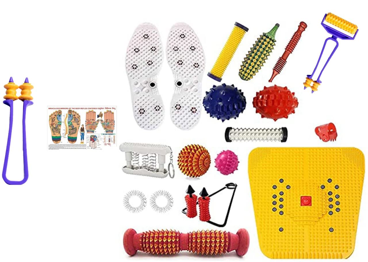 SHOPYFY NETCLUB DK34 Acupressure Massager Tools Combo Kit for Stress and Pain Relief with Foot Roller Pyramidal cuts Wooden Massager Manual, Multicolor (B08151SYCG) Amazon Price History, Amazon Price Tracker