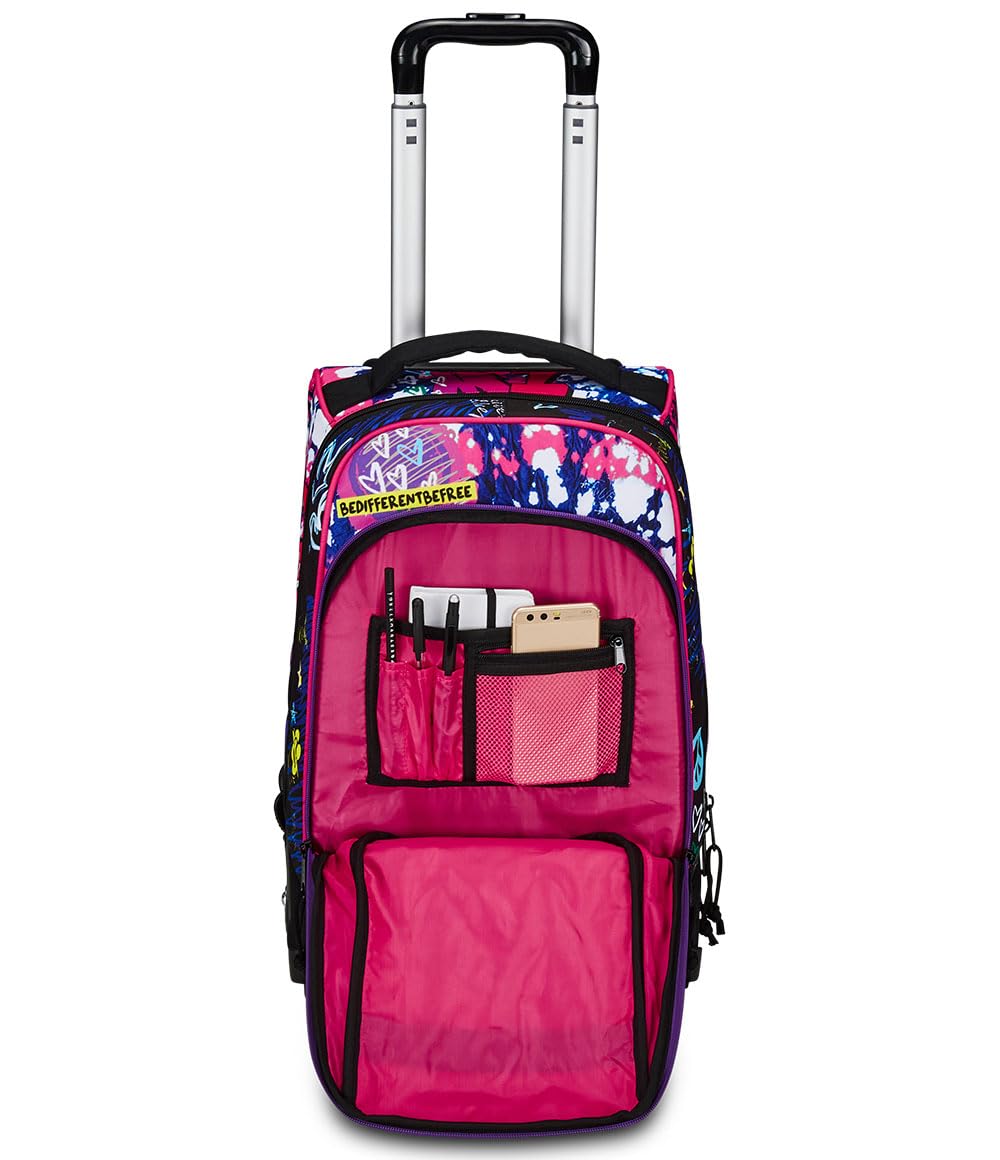 Mitama Trolley DR Junior Scuola Hey Dye,Con Mega Scomparto e Doppia Maniglia, Rosa e Nero, Scuola Elementare e Tempo Libero, Bambina Ragazza