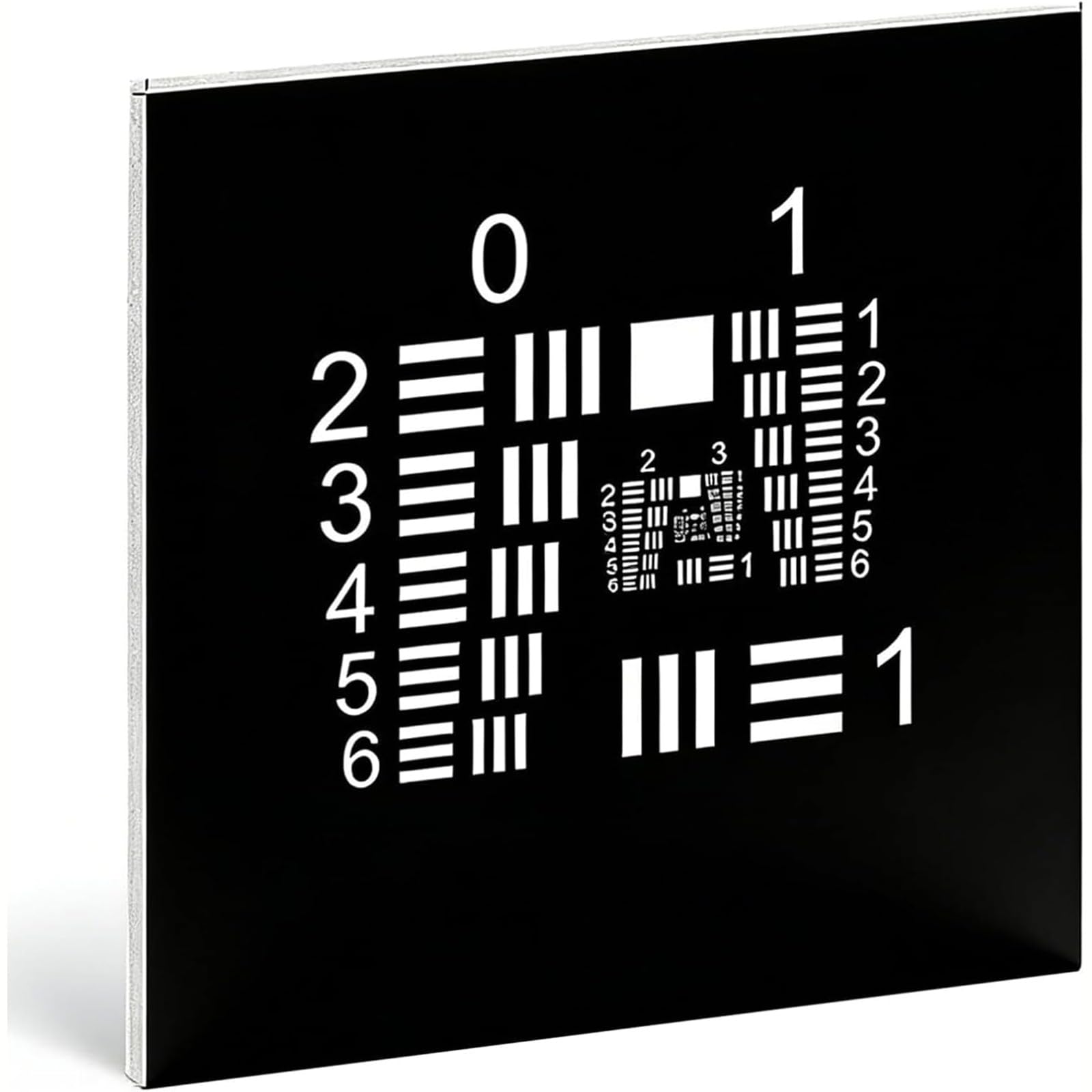 1"-Testtafel zur Bestimmung der räumlichen Auflösungsgrenze, Testtafel für optische Mikroskopkameras, Genauigkeit ±5µm und diffuse Reflexionsfläche, Auswahl von Positiv- und Negativfilmen, für wissens