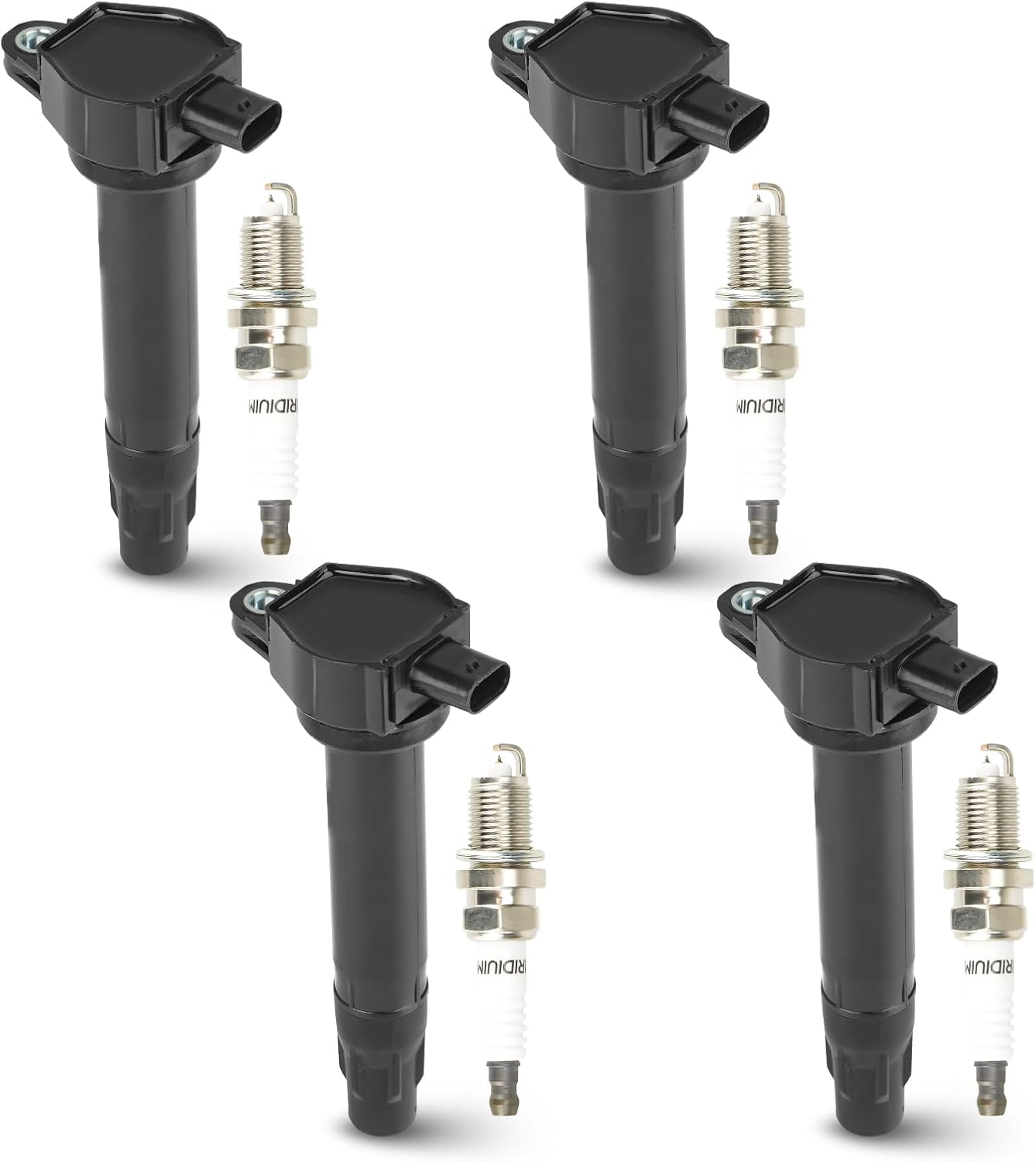 4PCS Ignition Coil Pack with 4PCS Iridium Spark Plug Compatible with Chrysler Sebring Dodge Caliber Journey Jeep Compass Patriot 1.8L 2.0L 2.4L, Replace for UF557 IC637 C1587 4606824AB