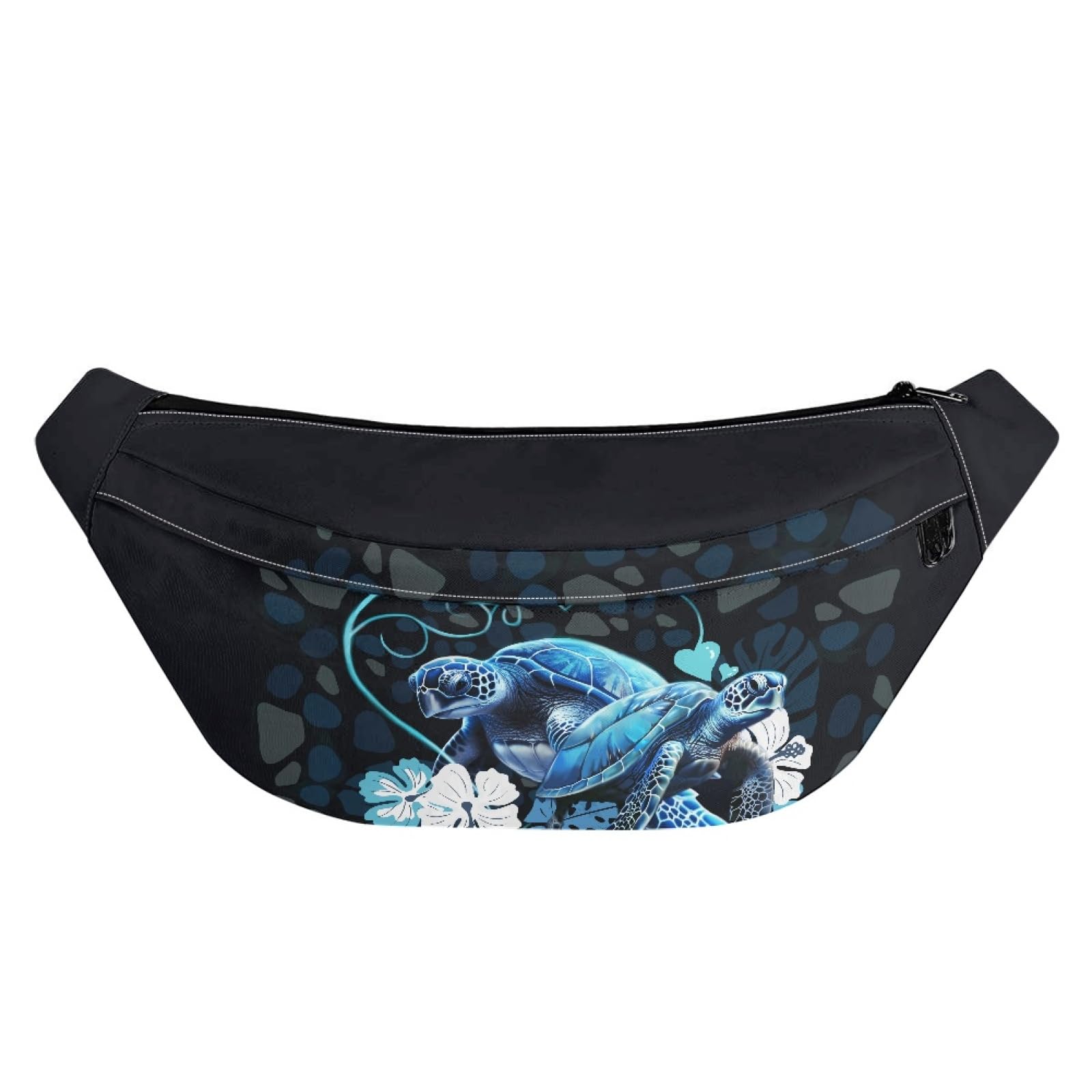 Coloranimal Neon Blue Sea Turtle Pattern Fanny Pack for Women & Men Water Resistant Small Waist Pouch Slim Belt Bag with Zipper Running,Travel Gym