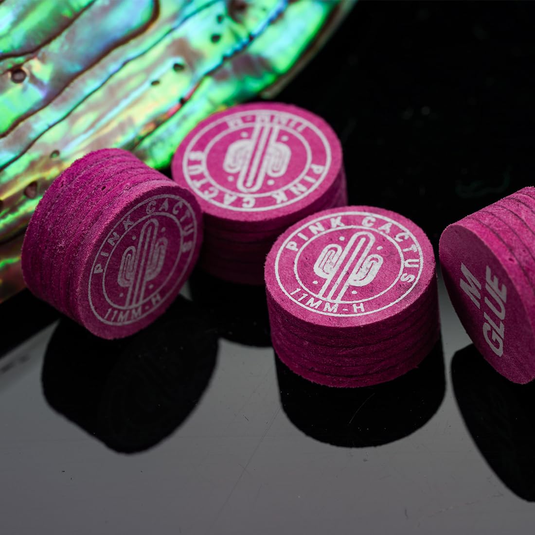 KONLLEN Cactus rosa dal Giappone Punta per stecca da biliardo, punta da 11 mm/14 mm in pelle di maiale multistrato con S/M/H per accessori da biliardo e biliardo