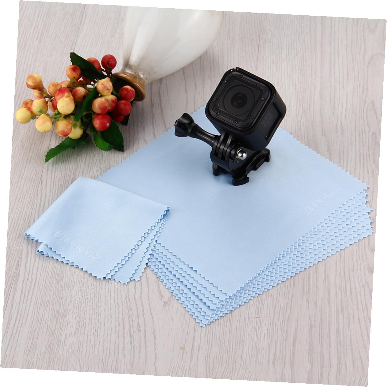 Healvian 500pezzi Panno Microfibra Per Pulizia Panni Per Occhiali Lenti Fotocamera Smartphone e Gioielli Blu Morbidi Riutilizzabili e Pocket Per Superfici Delicate