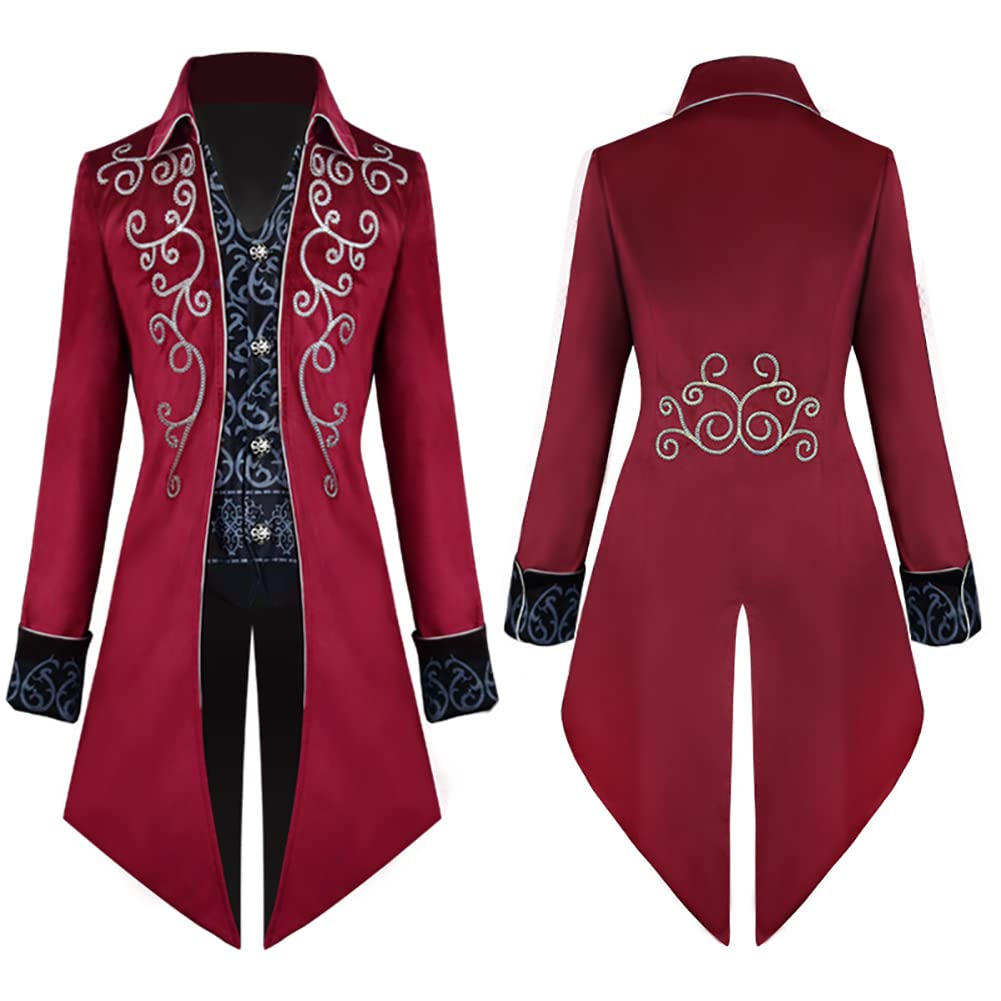Giacca Uomo Steampunk Vittoriana - Cappotto Medievale Con Ricamo Per Cosplay E Halloween