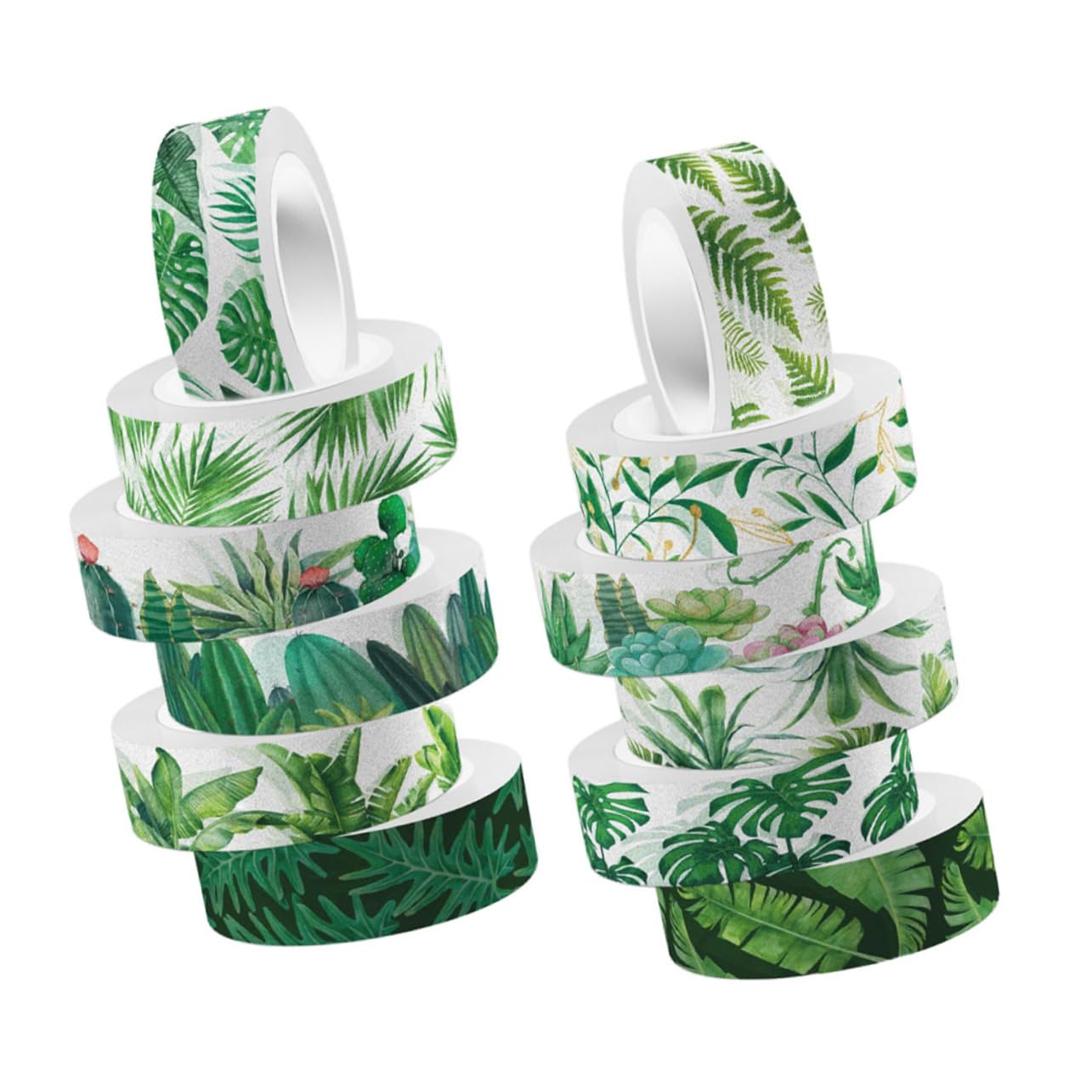 NUOBESTY 48rotoli Nastro Adesivo Decorativo Washi Tape Verde Per Scrapbooking e Decorazioni Adatto Per Diari Calendari e Regali Stile Kawaii e Facile Da Usare