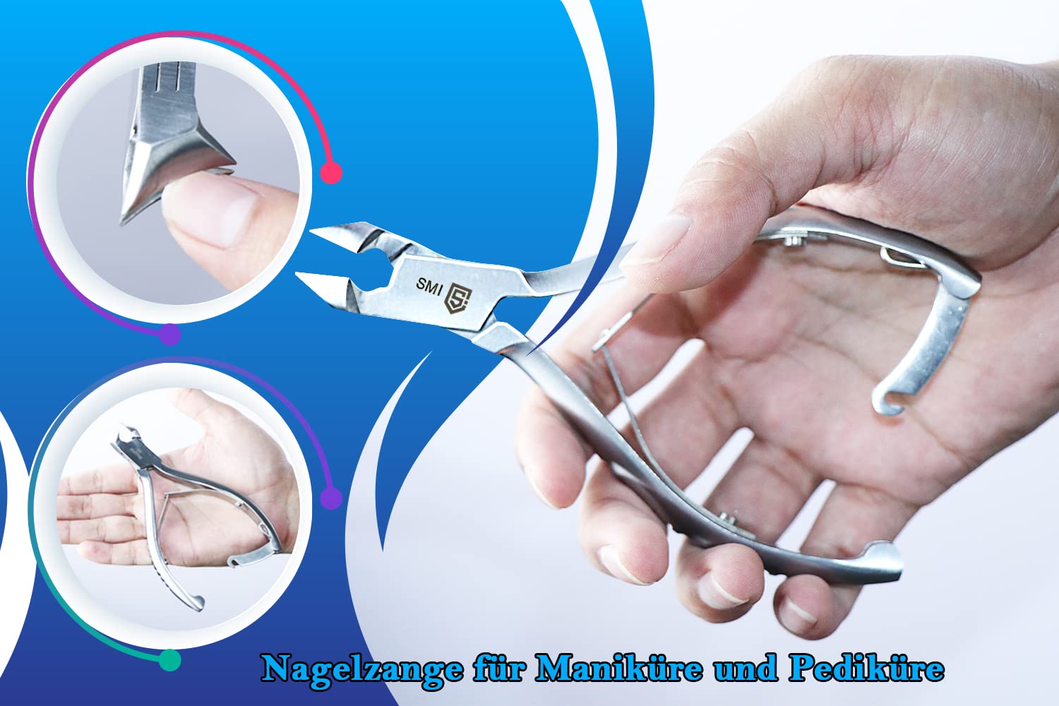 SMI 14 cm Tronchesino per unghie incarnite o spesse, Tagliaunghie professionale, Tronchesino unghie piedi, Taglia unghie per piedi, Tagliaunghie Podologia in Acciaio Inox