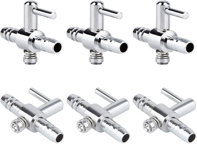 Pawfly 6 PCS One-Way Aquarium Air Flow Control Lever Straight Valve Distributor Splitter for Fish Tank