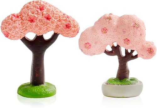 2 piezas de árbol de cerezo en miniatura, modelo de árbol de cerezo, árboles en miniatura, modelo de árboles para bricolaje, paisaje, mini casa,