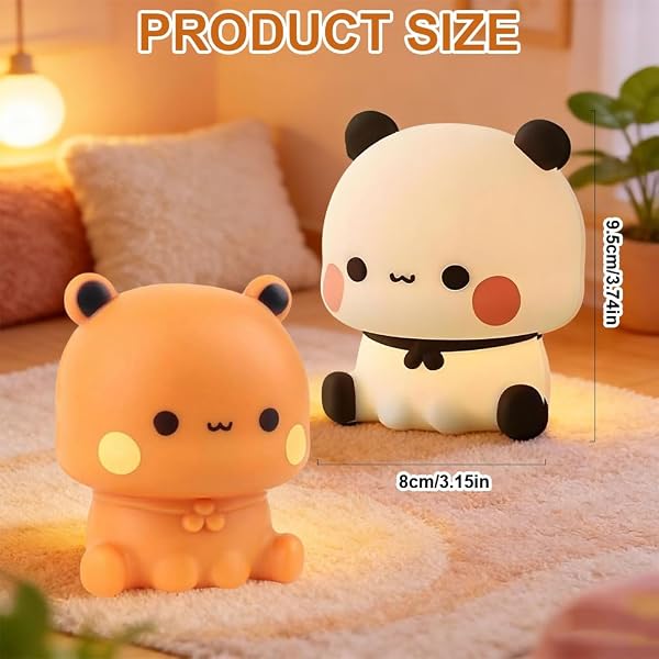Luce da Panda Touch, 2 Pezzi Bubu Dudu Luce Notturna per Bambini, 3 Modalità Dimmerabile e Ricaricabile, Decorazione per la Camera da Letto con Controllo Touch, Regalo per Bambine e Bambini - 2