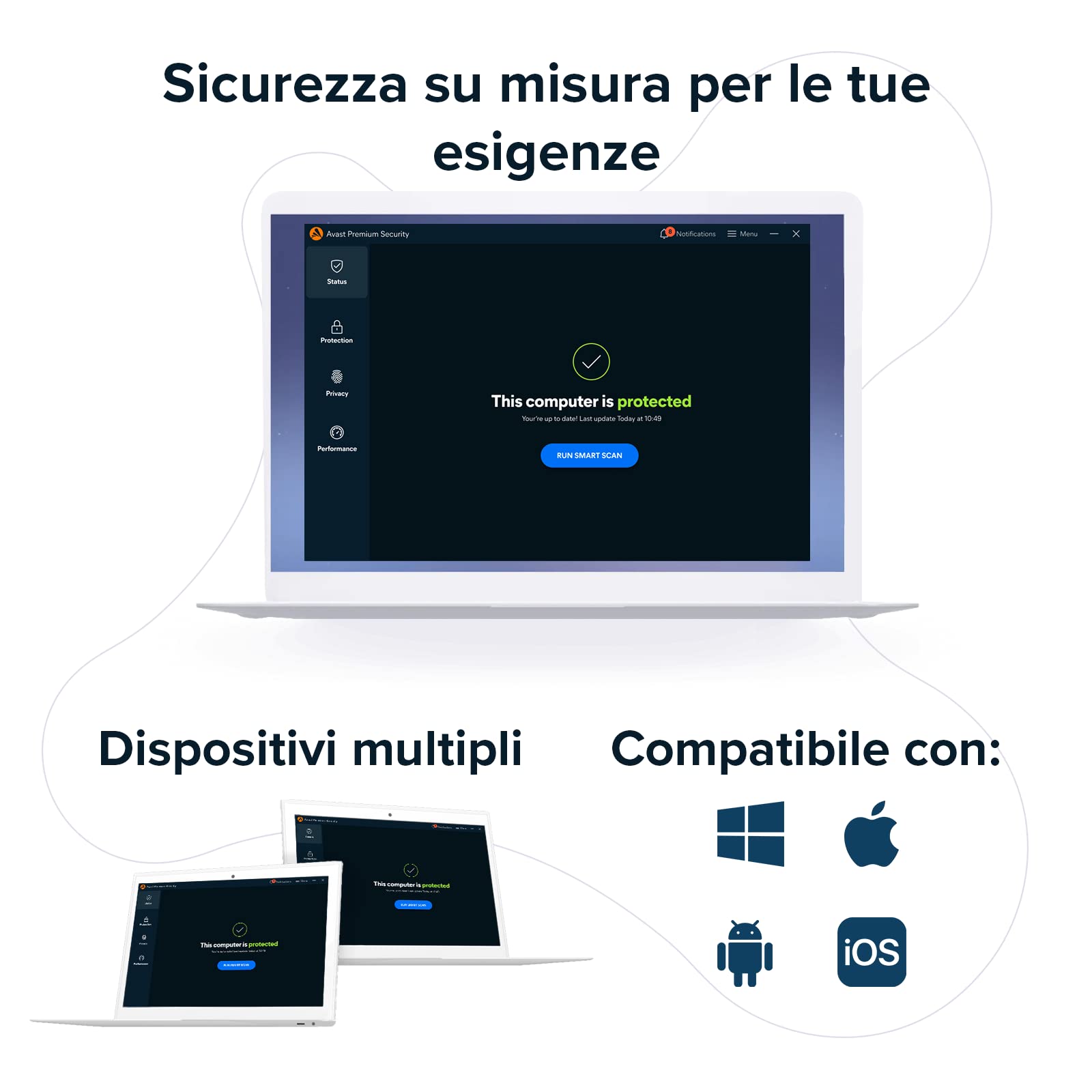 Avast Premium Security 2024 - Protezione antivirus - Download | 10 Dispositivo | 1 Anno | PC/Mac | Codice d'attivazione via email