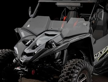 SuperATV Scratch Resistant Half Windshield for Yamaha YXZ 2016+, YXZ SE, SS, SS/SE 2017+, XR Optic Hard Coating, 1/4 Polycarbonate 250x Stronger than Glass, USA Made, Tinted