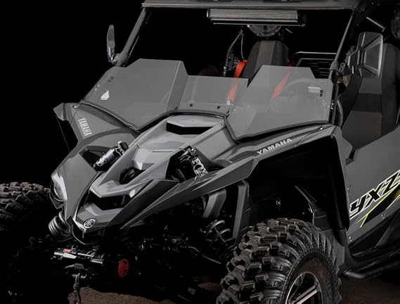 SuperATV Scratch Resistant Half Windshield for Yamaha YXZ 2016+, YXZ SE, SS, SS/SE 2017+, XR Optic Hard Coating, 1/4 Polycarbonate 250x Stronger than Glass, USA Made, Tinted