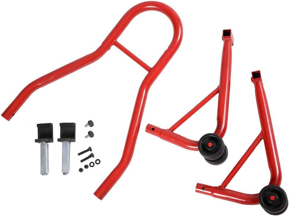 SUNROAD Motorcycle Lift Stand Rear 485LBS Capacity Portable Trailer Mounts Dirt Bike Wheel Balancing Balancer, Deep Red