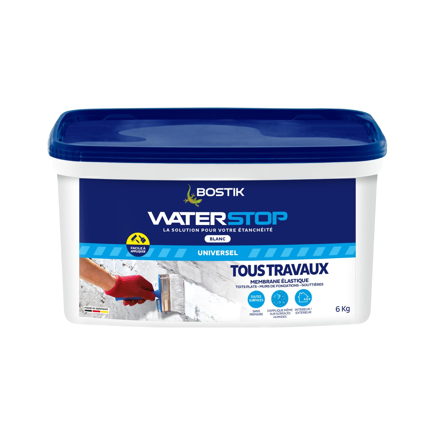 Bostik Waterstop Blanco 6 kg – Membrana impermeabilizante para techos, canalones y paredes – Repara fugas, infiltraciones y grietas – Resistente a los rayos UV & temperies