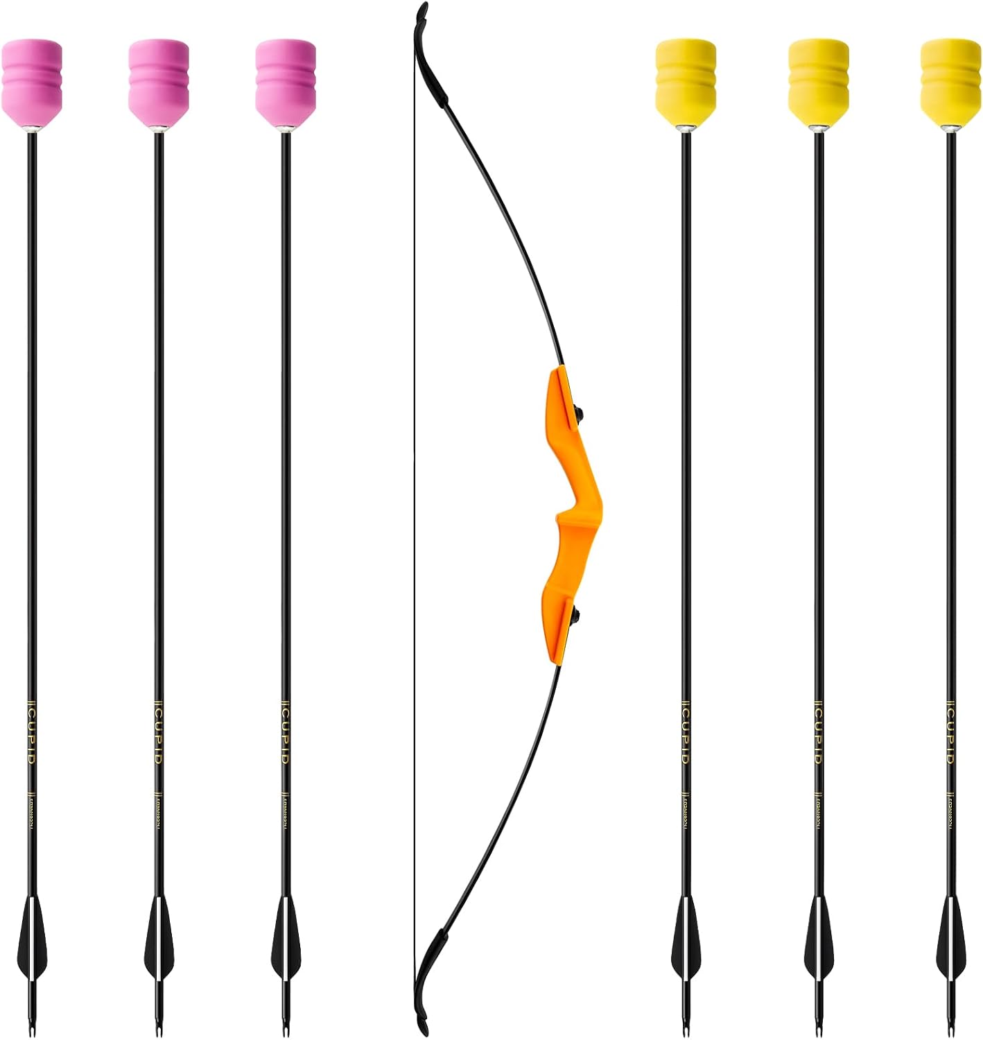 Bow and Arrow Set 7 Pcs Archery, Archery Bow Game Set with 6 Foam Tipped Arrows for Safe Combat LARP Cs Shooting Outdoor Camping Bows for Adult from Beginner to Advanced