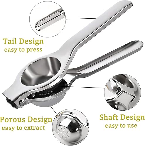 Miniatura 3 de Exprimidor manual de limón resistente, exprimidor de prensa de cítricos de extracción máxima para limón, naranja, lima, acero inoxidable