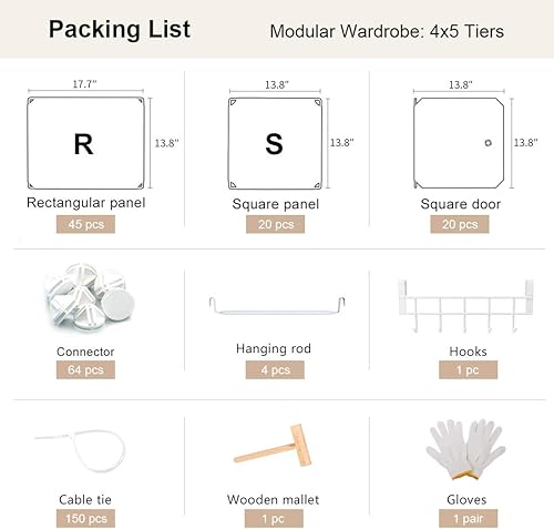 Miniatura 8 de GEORGE&DANIS Armario portátil para armario, cubo de almacenamiento, cubo organizador de estantes, armario para dormitorio (28 x 14 x 56 pulgadas), 2