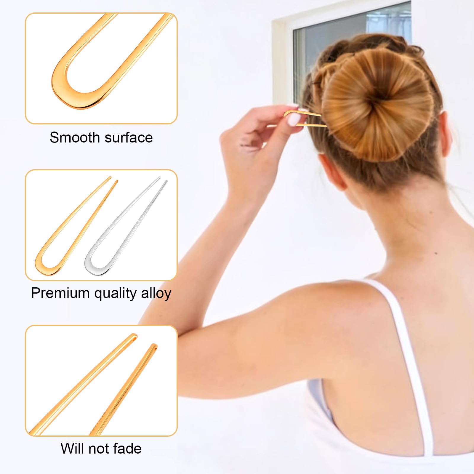 4pcs French Style U Shaped Hair Pins - Image 4
