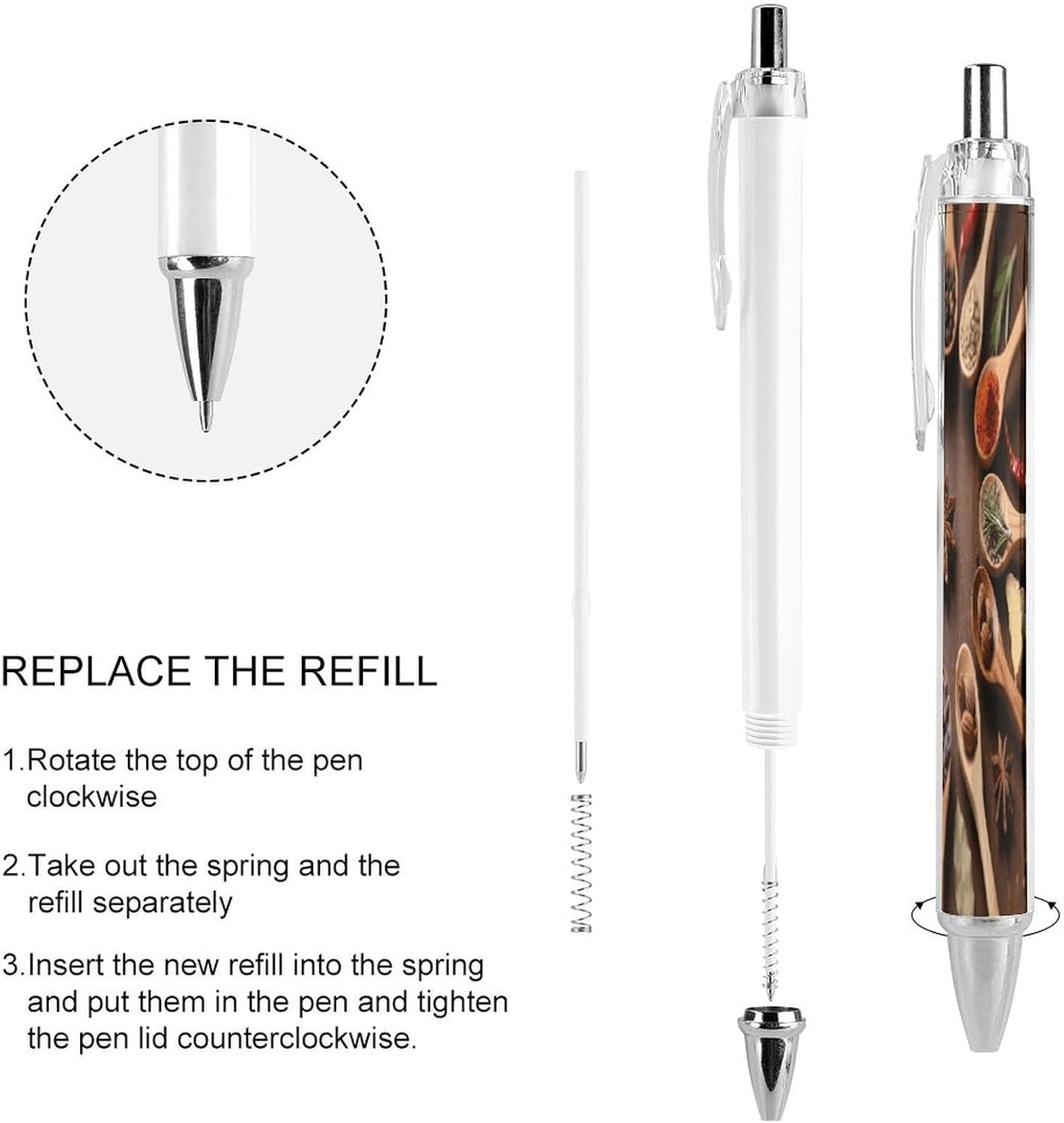 Spices Spoon Retractable Ballpoint Pen, 0.5mm Fine Point 1 PCS image 4