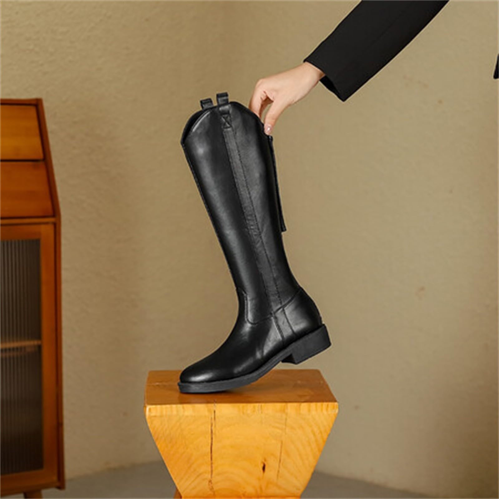 Winter Stiefel Damen Gefüttert Hoch Rund Zip Regen Gefütterte Rund Boots