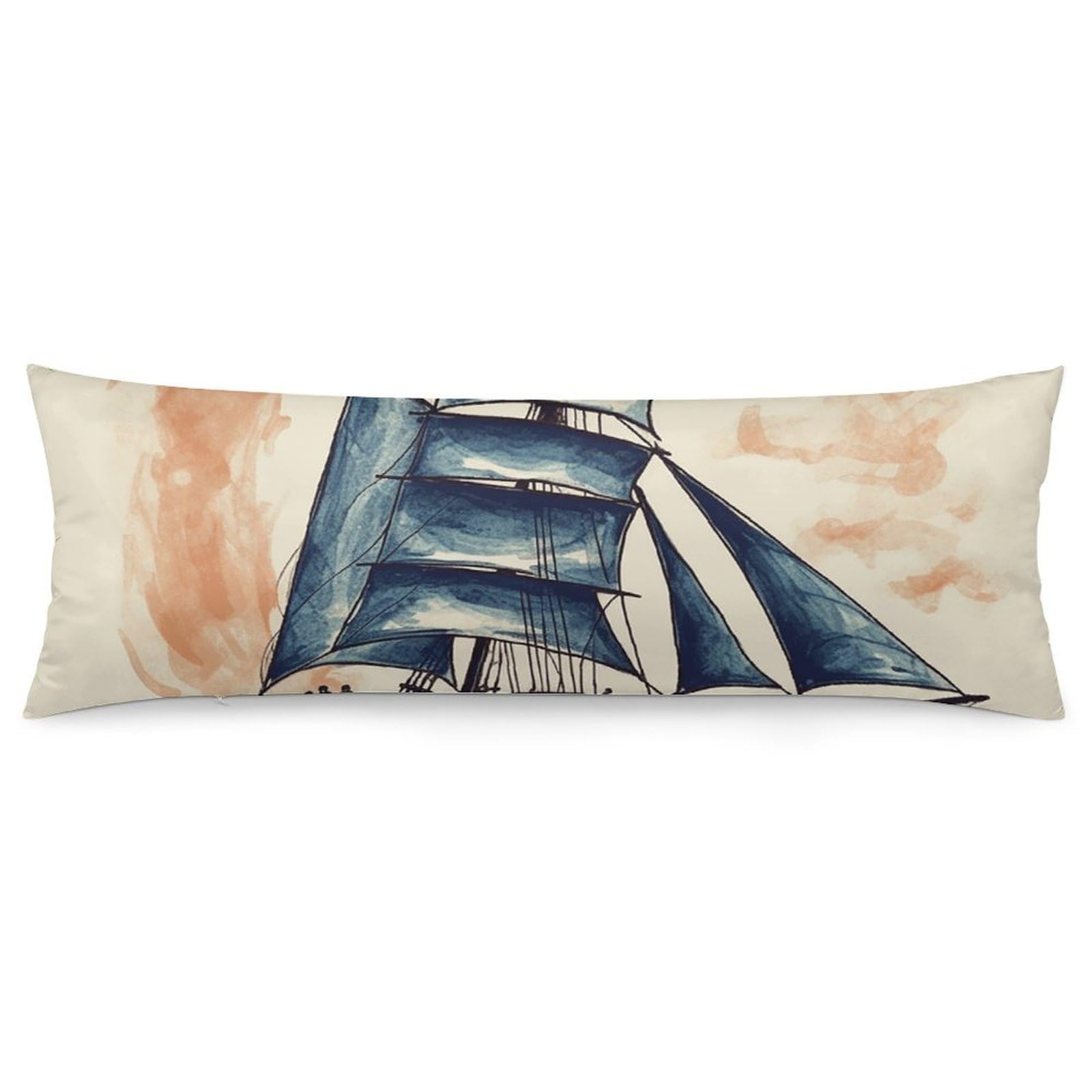 2 Pack Pillow Cases for Hair and Skin, Soft Breathable Pillow Case Covers with Hidden Zipper, Nautical Sailboat Pillowcase 20"x54" Pillow Covers for Sleeping Gift