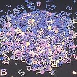 50g/Lot Paillettes 26 Alphabets Paillettes Lettre Confettis Mixtes pour Ongles Arts Accessoires Bricolage Artisanat Décoration-Violet,6mm