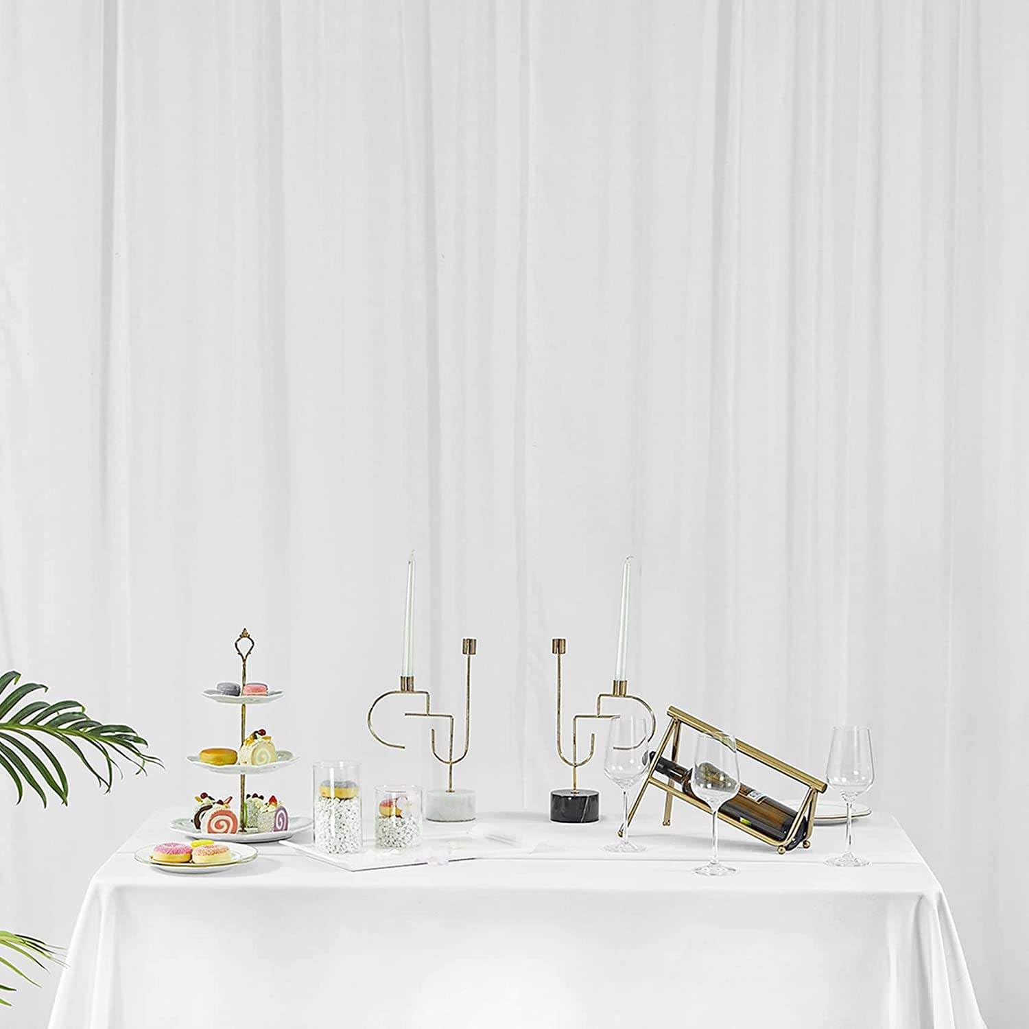 AK Trading Rideaux en Mousseline de Soie pour événements de Mariage et décoration - Rideaux drapés de Toile de Fond (292,1 x 304,8 cm, Blanc)