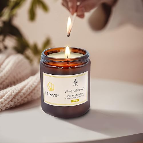 Miniatura 5 de TTRWIN Vela perfumada para el hogar, madera de abeto y cedro, 50 horas de larga duración, fragancia de madera, 7.05 oz de cera de soja natural,