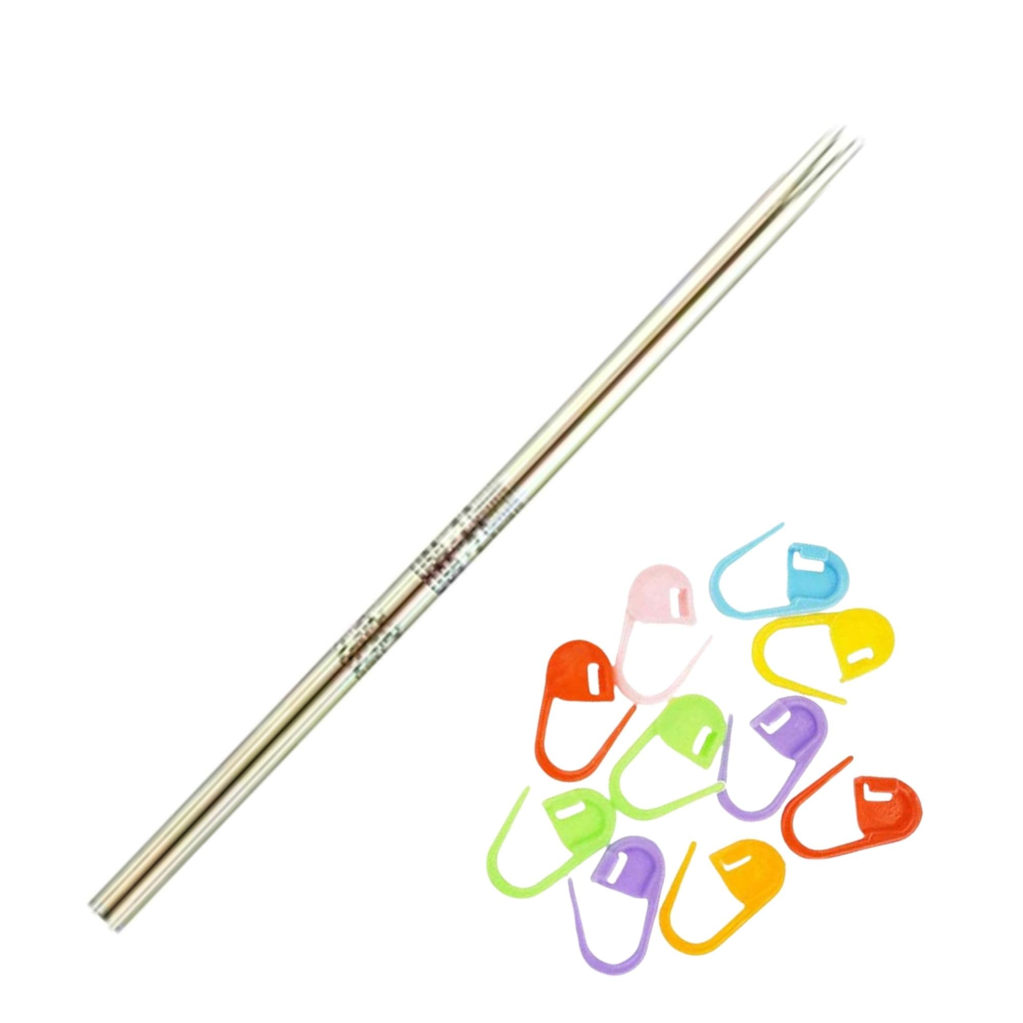 KnitPro Stelo Lace Petite Interchangeable Circular Knitting Needle Tips 5" (13cm) US 1.5 (2.5mm) Stainless Steel, Smooth Yarn Glide, Ideal for Socks, Sleeves, Hats, Mittens; Incl. 10 Stitch Markers