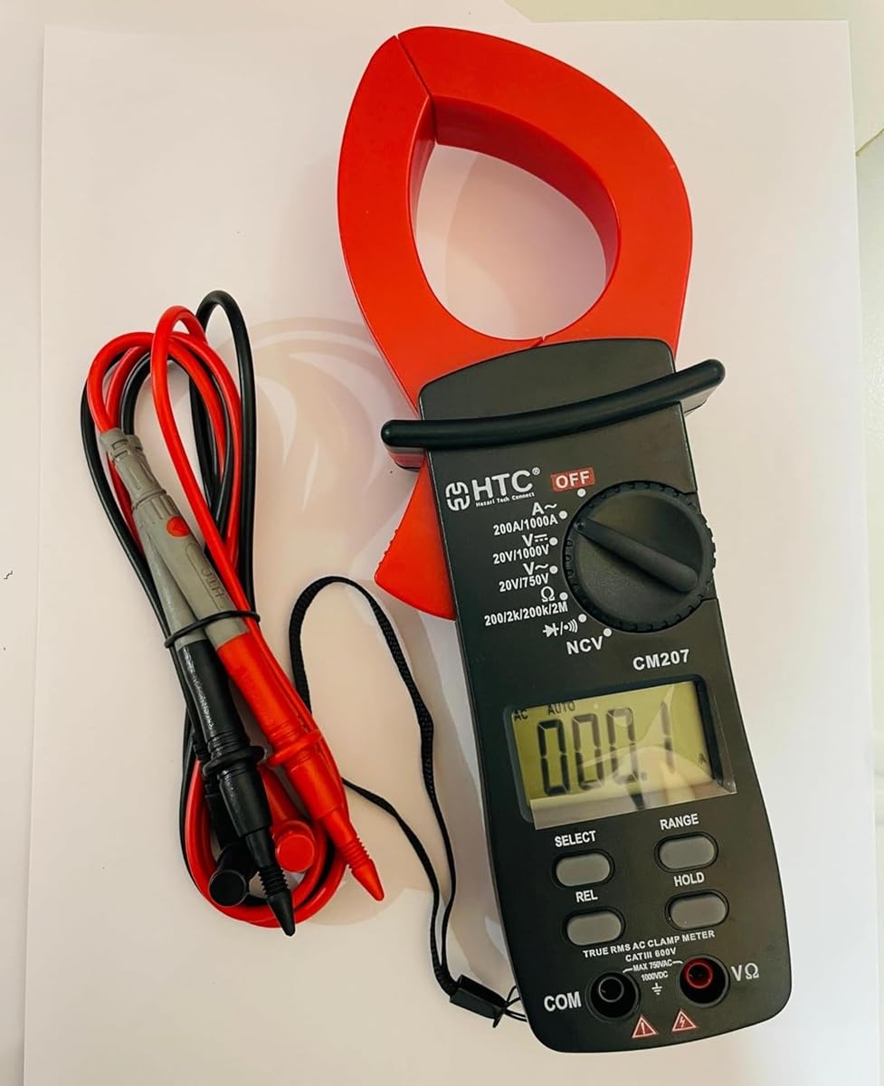 HTC CM-207 3½ digit TRMS AC/DC Voltage, NCV Temp,Large LCD Display, True Rms, Data Hold, Function Protection, Rel Test, Auto Power Off, Auto/Manual Range Digital Clamp meter 2000 Counts)-image-27