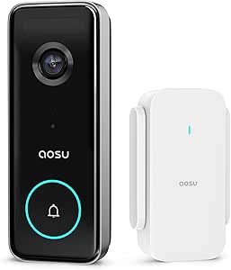 AOSU HD 5MP Outdoor Wireless Video Door Phone Wifi Battery Powered Radar Detector, Works with Alexa, 5 GHz / 2.4 GHz WLAN, Two-Way Audio (Black) asin的图片
