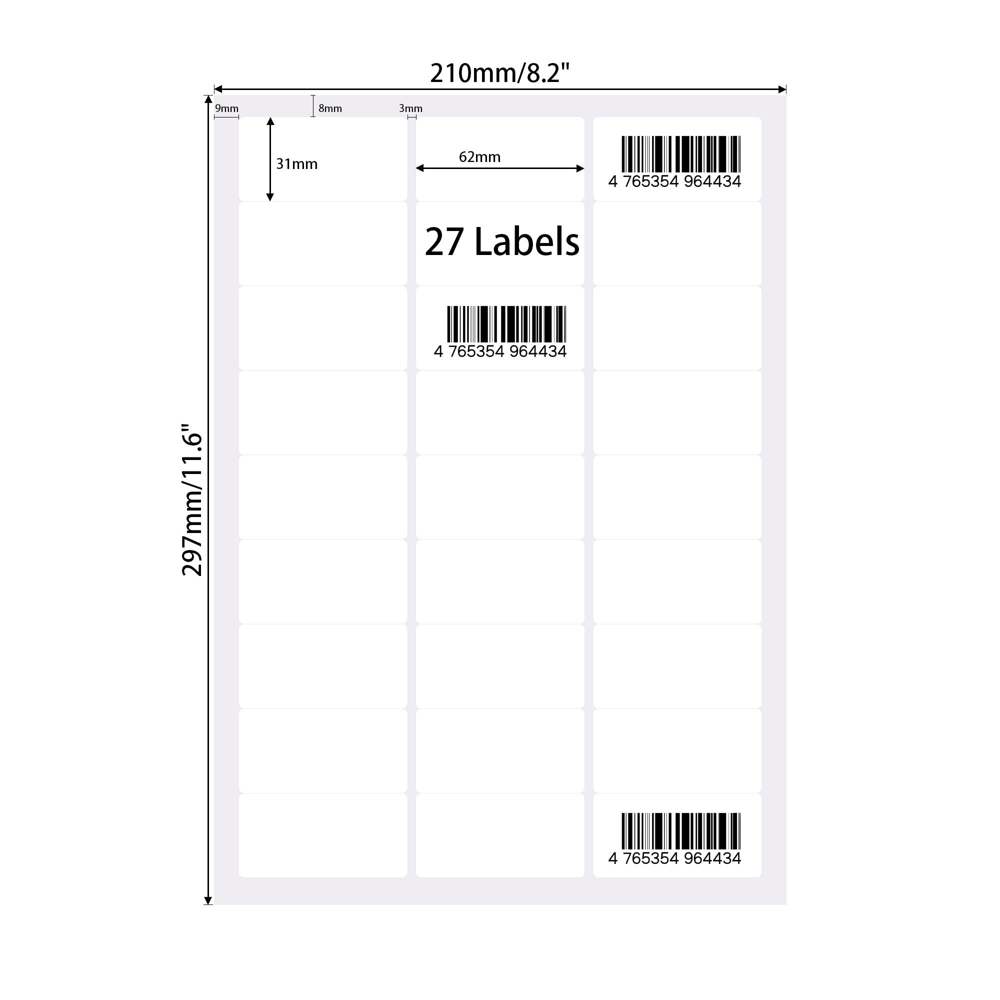 ADHES 2-3/7"x 1-1/5"(62mm*31mm) Direct Thermal Labels, 100 Sheet Address Label - Image 2