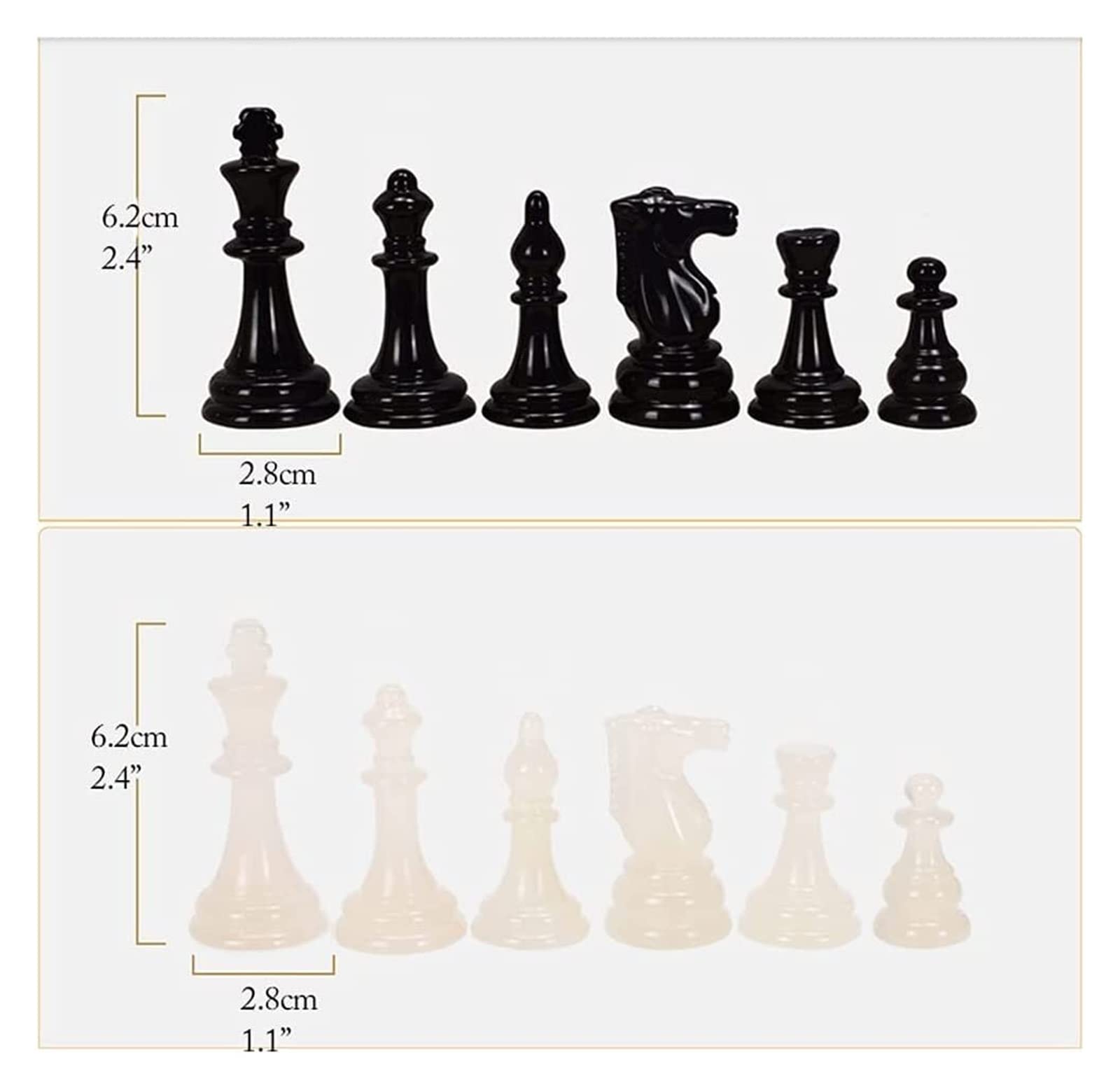 Set da scacchi pieghevole da viaggio, Scacchiera in legno con pezzi degli scacchi in agata Set di da 14,7 pollici