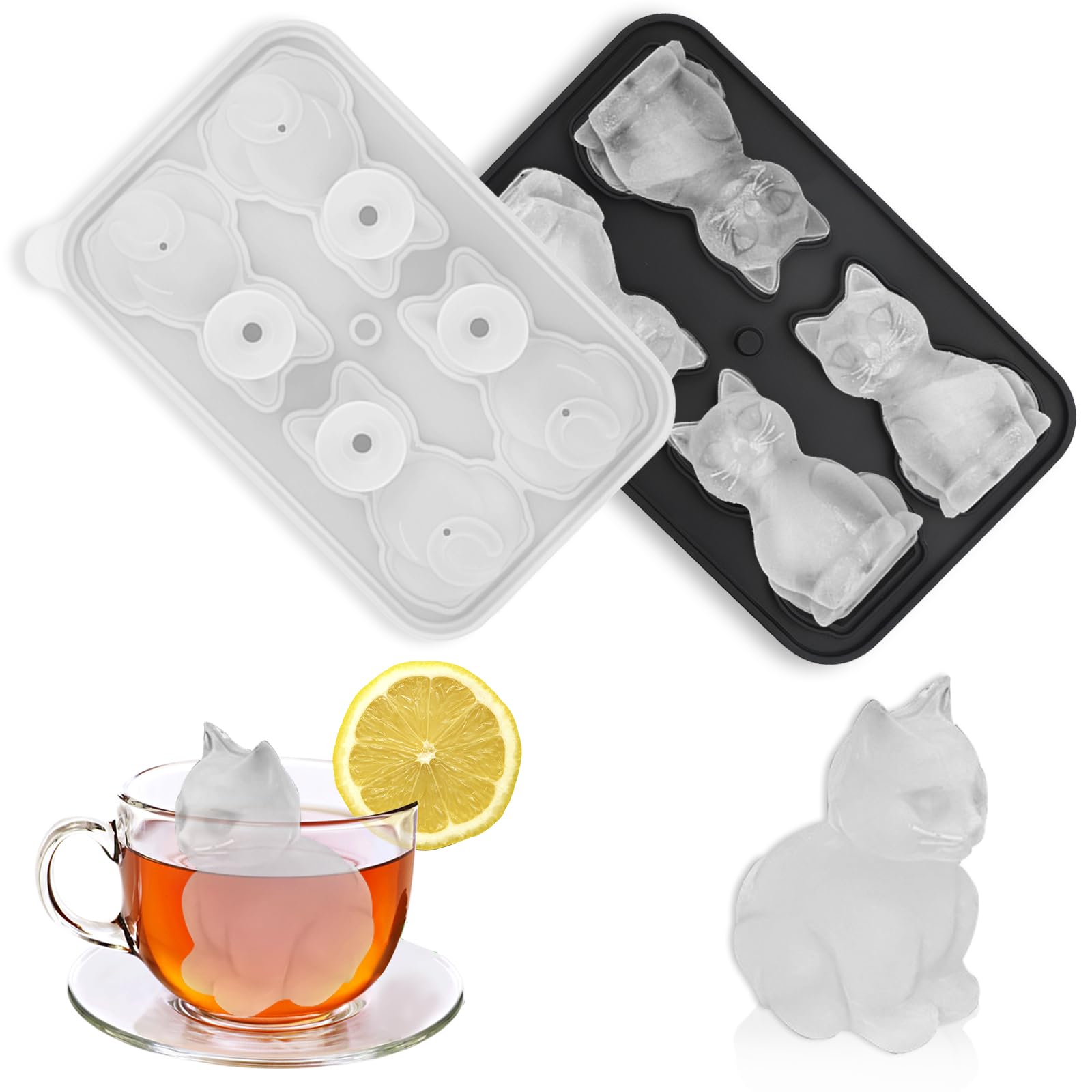 Buy 3D Cat Ice Cube Mold Cute Big Cat Ice Cube Tray Easy Release Silicone Ice Ball Maker Novelty Drink Tray For Chilled Drinks Whiskey Cocktails BPA Free Cat Online at Low Prices in