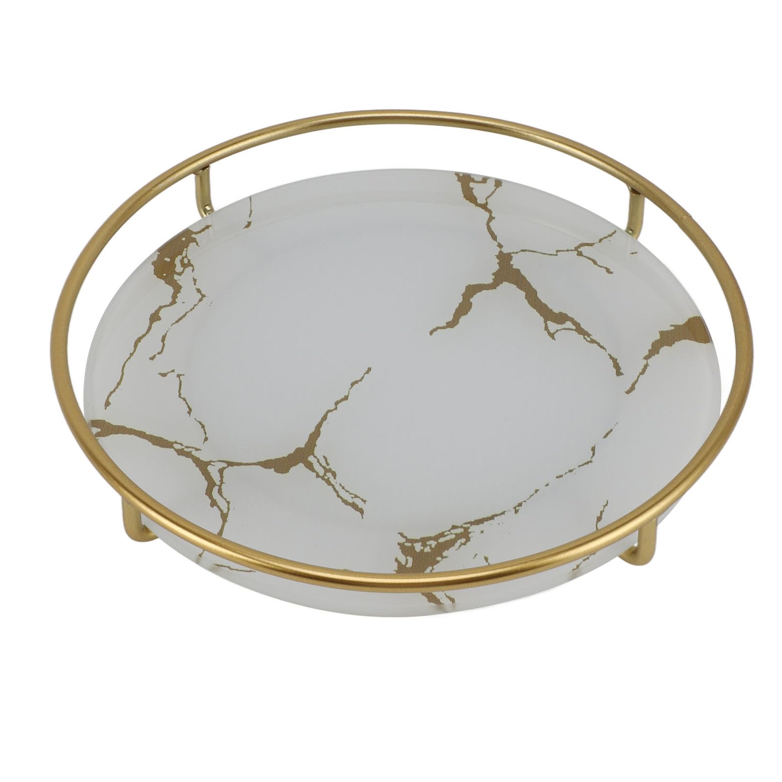 RXMORI Bathroom Vanity Tray,Stylish Round Cosmetics Jewelry Organizer Tray,Countertop Makeup Organizer Tray for Bathroom Bedroom(White Round)