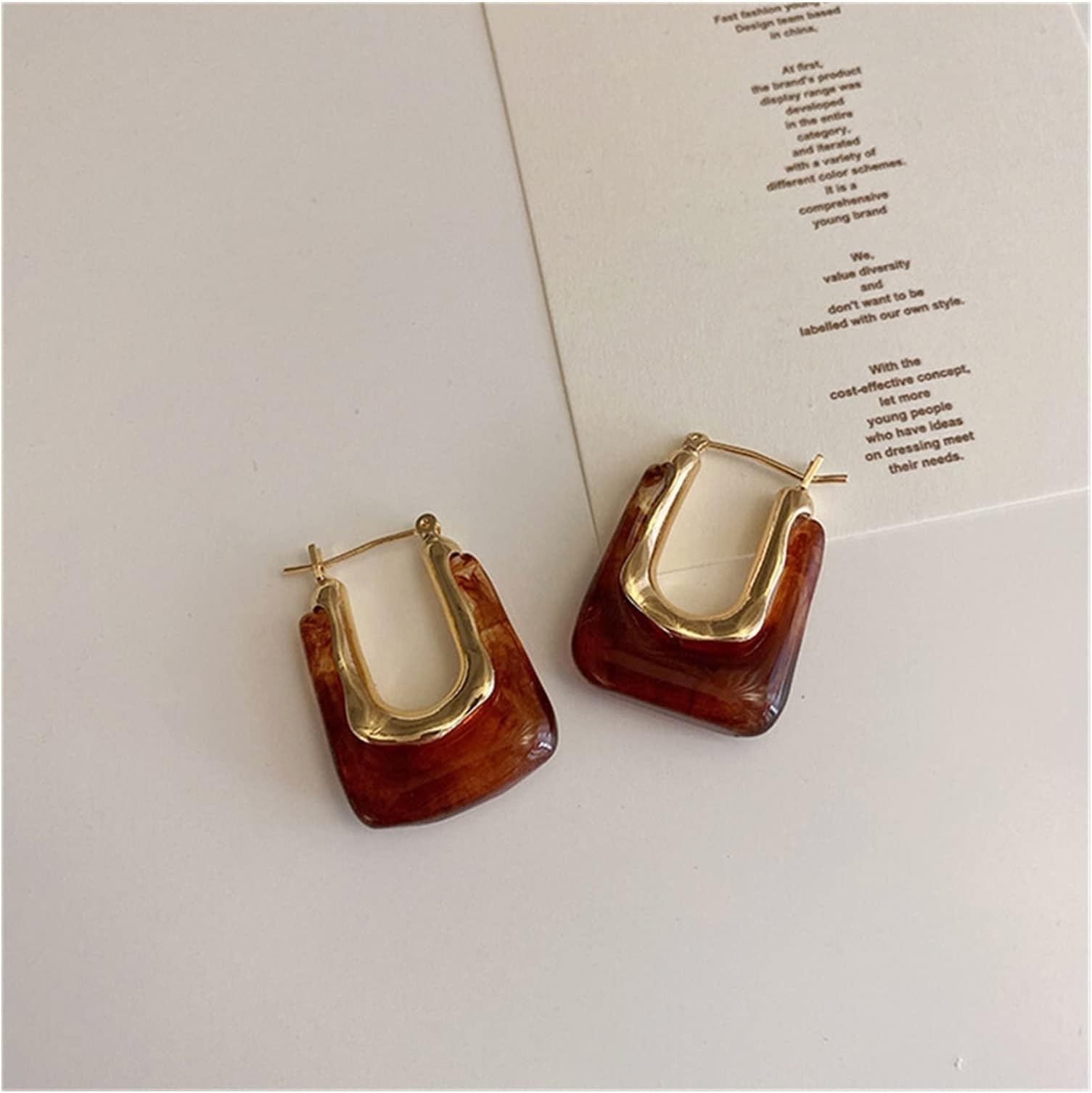 zongshengshopFashion Jewelry الراتنج هوب أقراط للنساء الفتيات هندسية غير النظامية المعادن الاكريليك أقراط حزب المجوهرات High-end earrings (Color : 02)