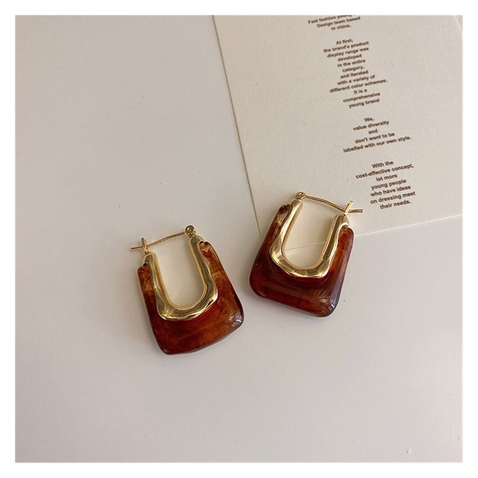 zongshengshopFashion Jewelry الراتنج هوب أقراط للنساء الفتيات هندسية غير النظامية المعادن الاكريليك أقراط حزب المجوهرات High-end earrings (Color : 02)