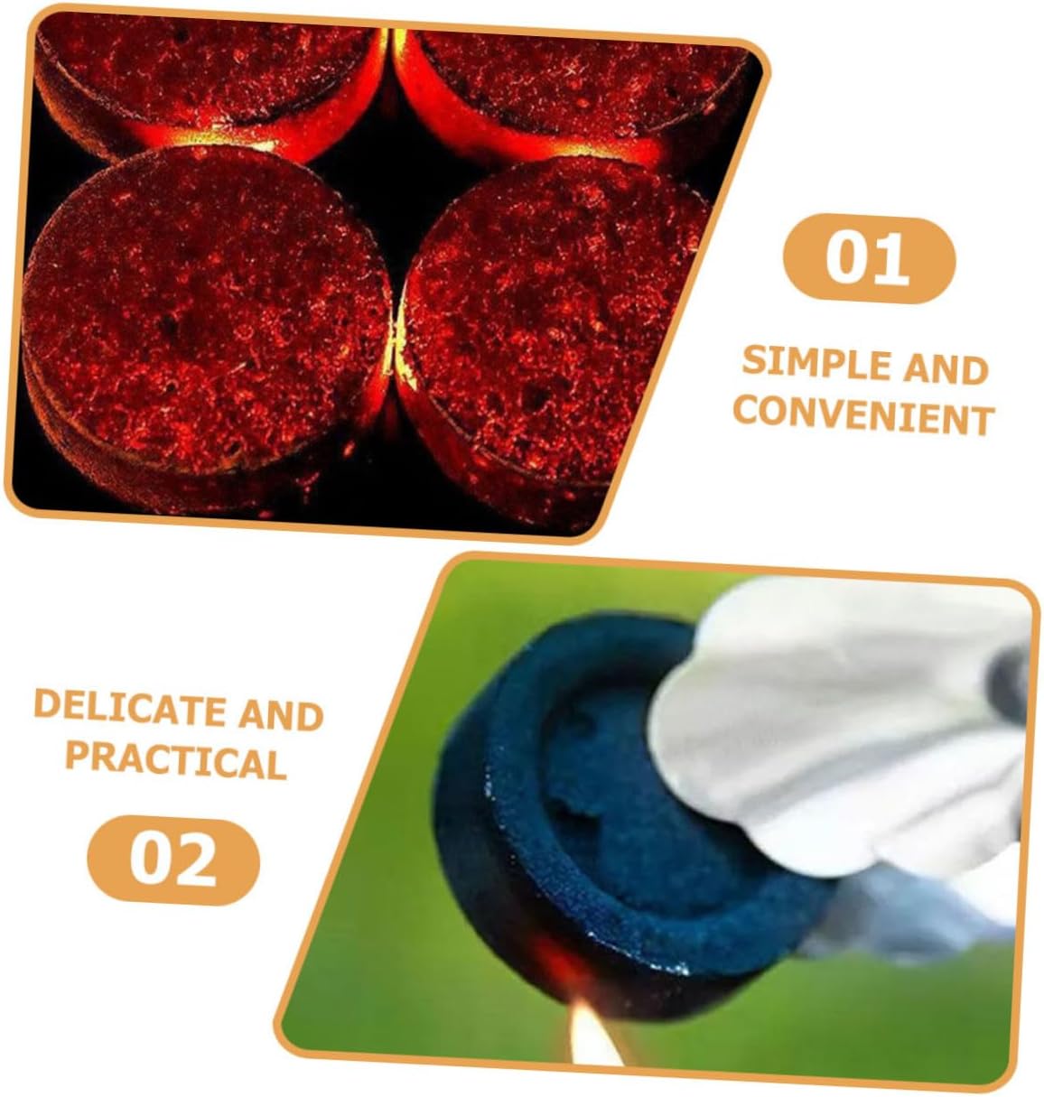 70pcs Quick Lighting Charcoal Tablets Smokeless Fire Charcoal for Outdoor Camping Grilling and Boiling Water Easy to Use for Survival and Tea Cooking