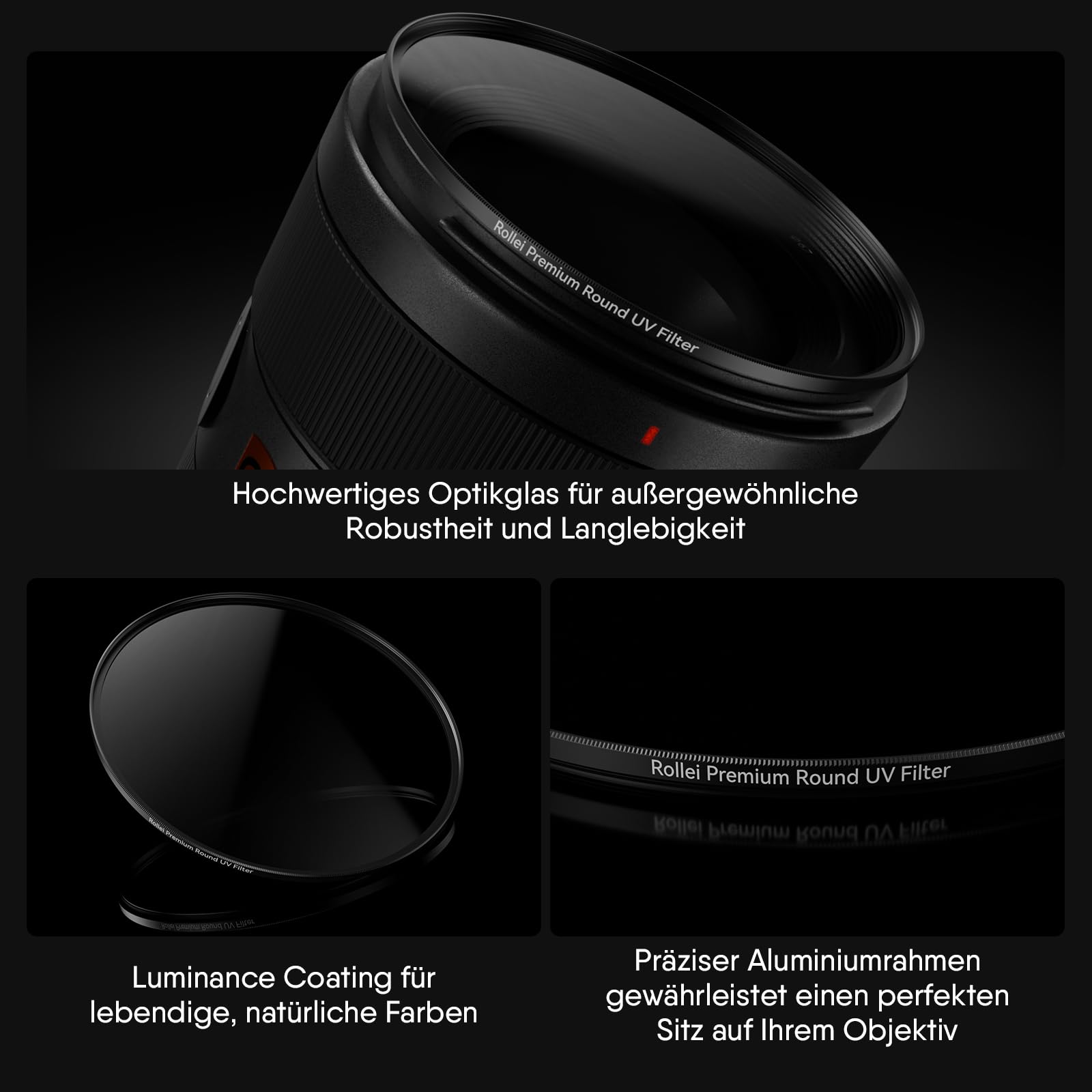 Rollei Premium Rundfilter UV-Filter 62 mm Schutzfilter Ultraviolett Filter Spezieller Beschichtung 99% Lichtdurchlässigkeit Schraubfilter für Kameraobjektive UV-Filter-Schutzfilter – Bild 2